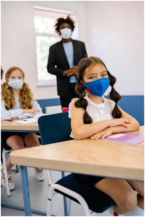 Kids attending class with face masks, adapting to