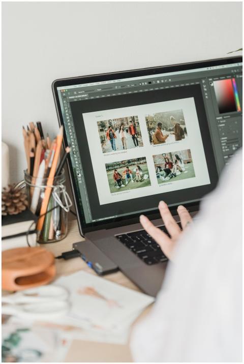 Crop unrecognizable female freelancer using touchp