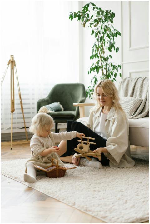 A mother and daughter enjoying quality time playin