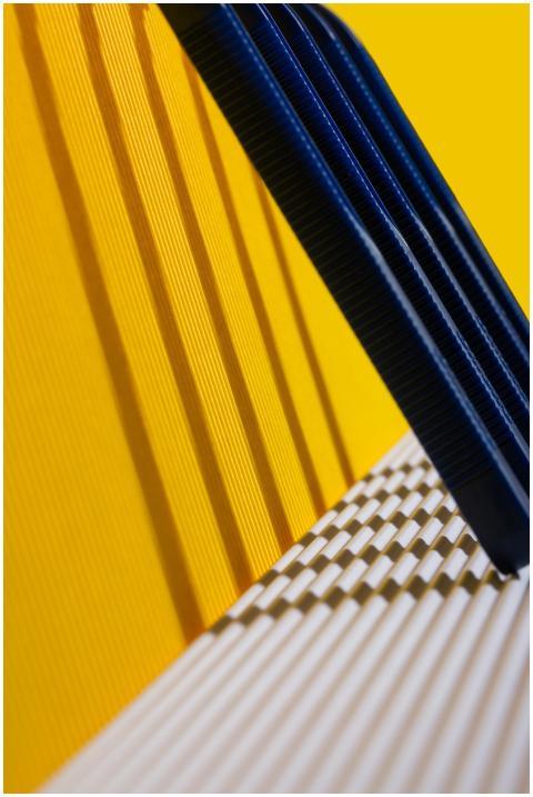 Abstract composition with bold yellow and blue col