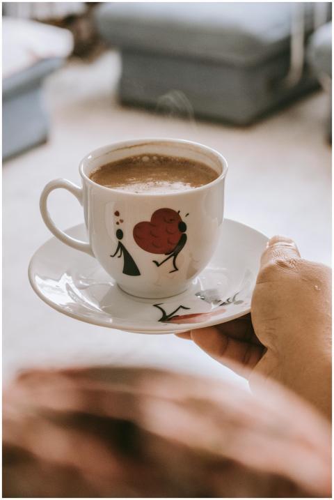 A serene moment with a hot coffee cup featuring a