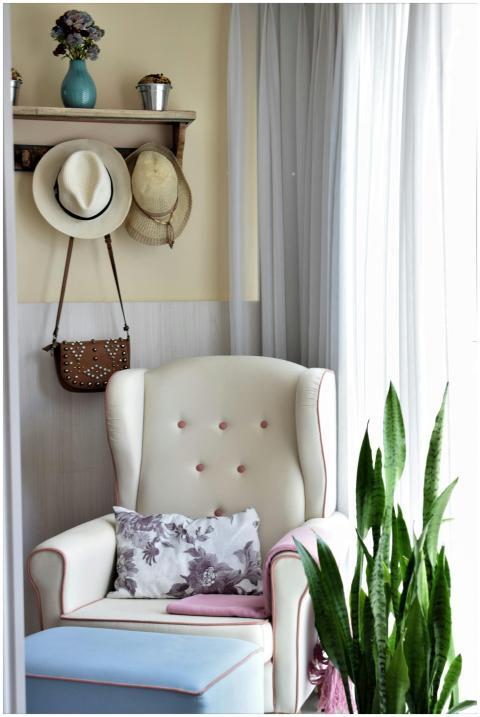 Elegant bedroom corner with a cozy armchair, natur