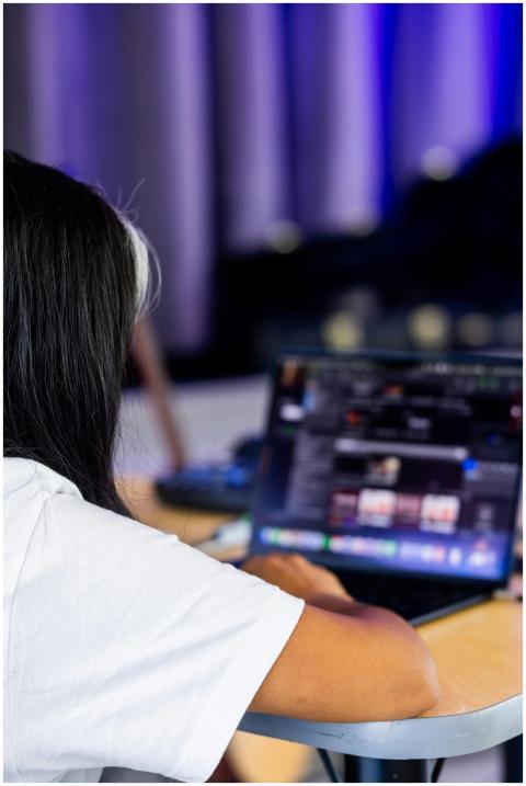 Woman Editing Video Laptop