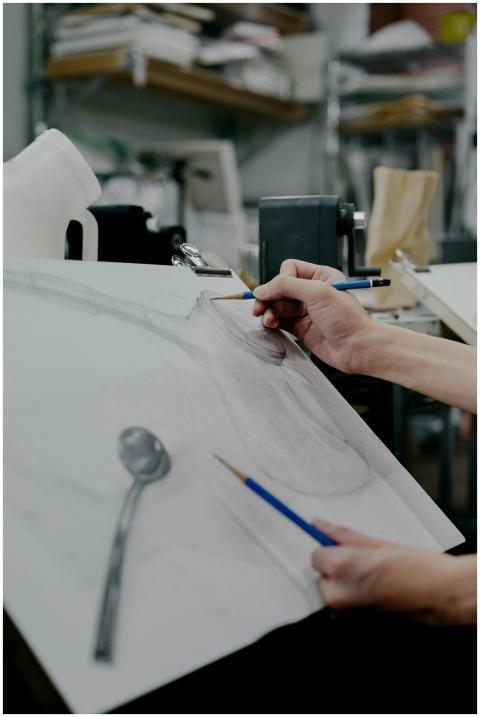 Art student drawing a still life setup in a Shinju