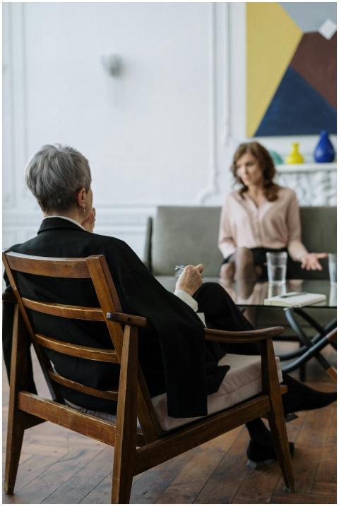 A therapist and patient engaged in a counseling se