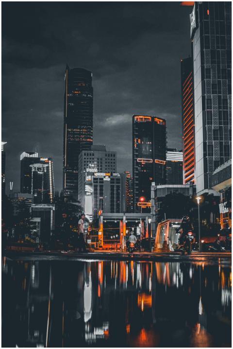 Captivating night view of Jakarta skyline with glo