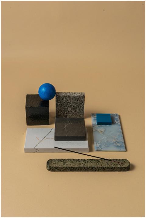 Minimalist composition featuring various geometric