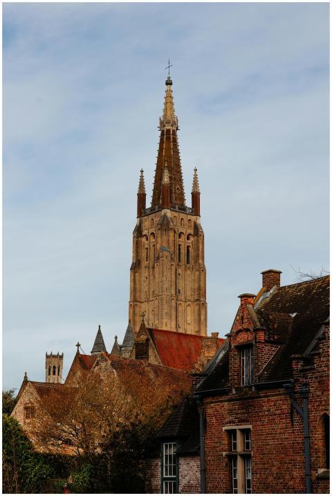 Stunning view of Church of Our Lady in Bruges, Bel