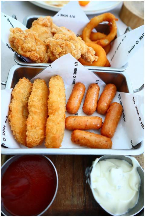 A delicious assortment of fried snacks including o