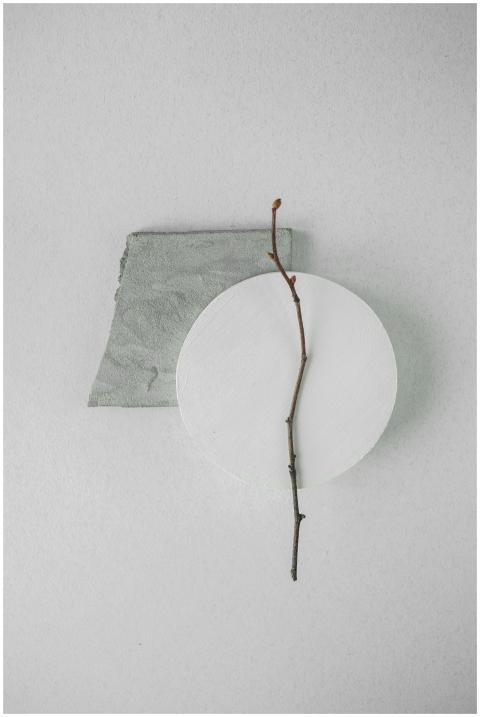 A minimalist layout featuring geometric shapes and