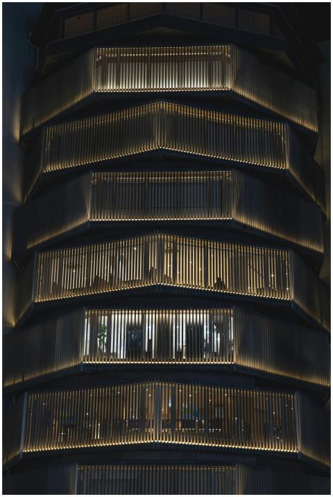 Modern abstract building facade with geometric sha