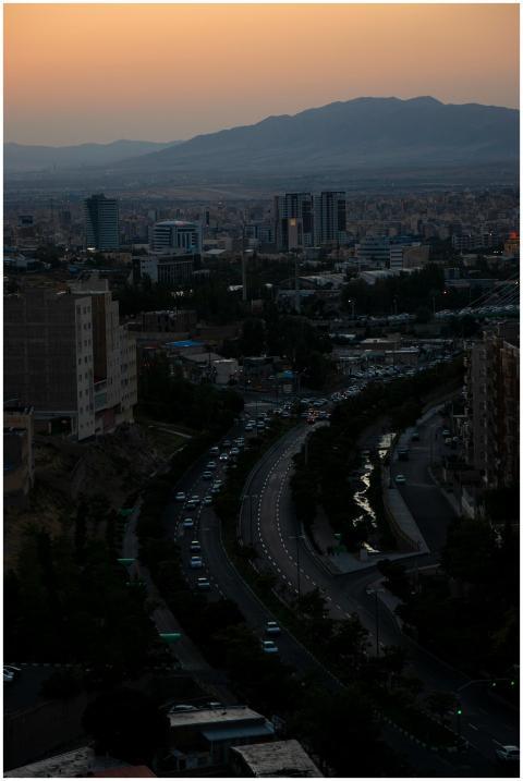 A stunning view of Tabriz cityscape at sunset, hig
