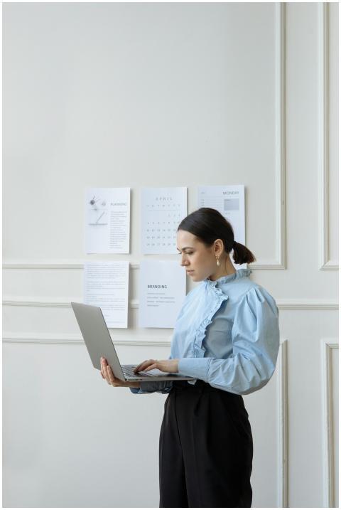 Focused businesswoman in a stylish office setting