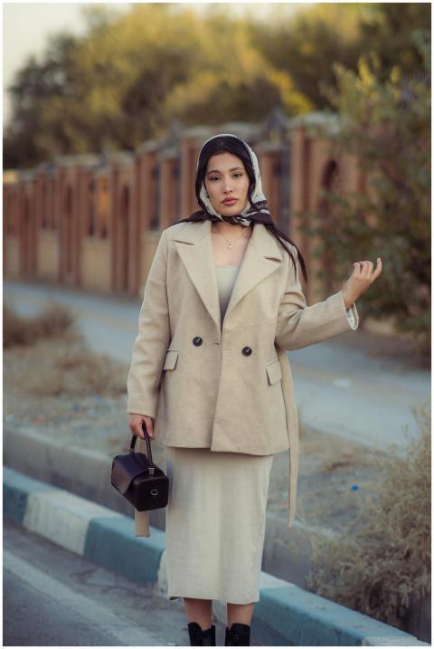 Stylish Woman Walking Tehran