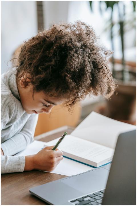 Side view of thoughtful African American schoolgir