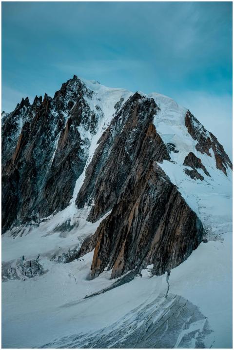 Snow-covered peak of Haute-Savoie mountain, captur