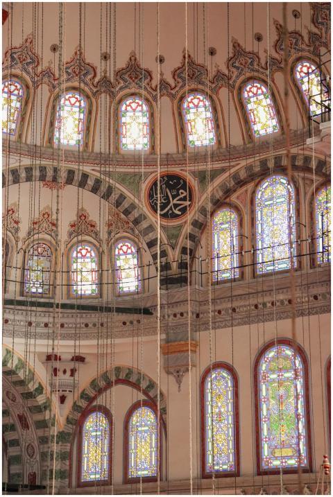 Interior view of mosque showcasing intricate stain