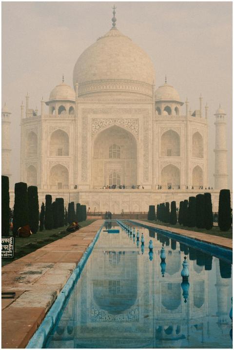 The majestic Taj Mahal mirrored in a tranquil pool