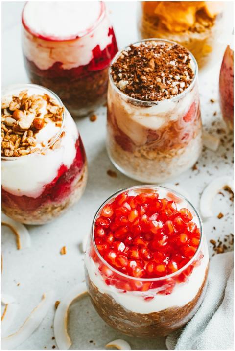 Tempting yogurt parfaits with layers of fresh frui