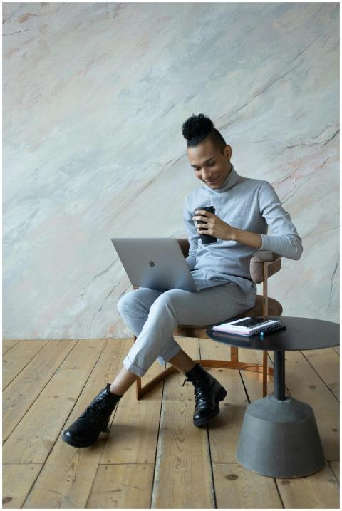 Full body of positive African American male freela