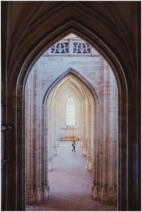 Intricate Gothic arches and architecture with soft