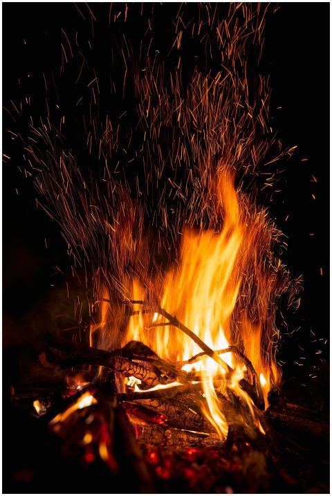 Vivid Campfire Sparks Against