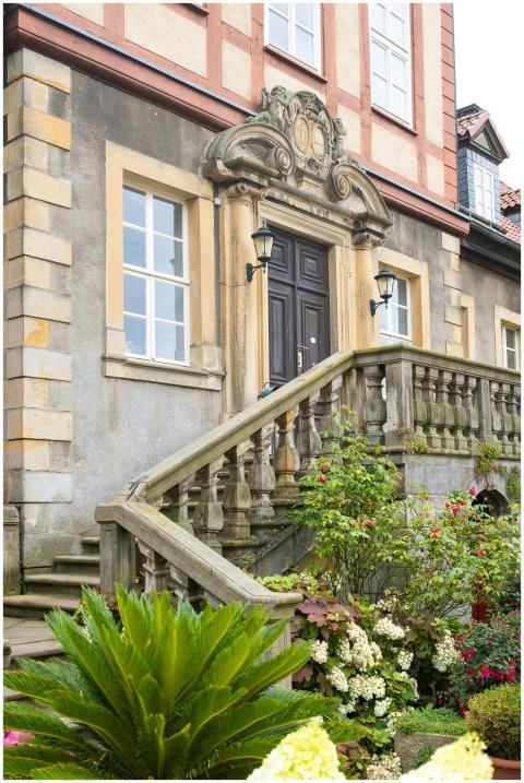 Charming old building facade with ornate doorway,