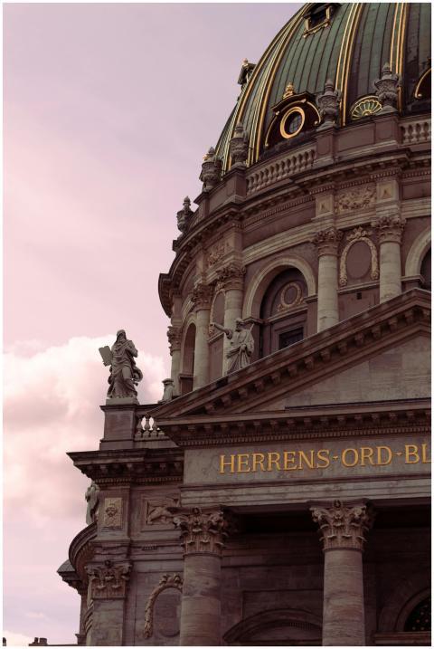 Close-up of Frederik's Church dome in Copenhagen,