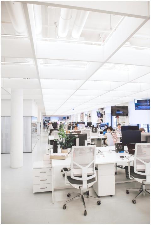 Spacious and well-lit office interior with modern