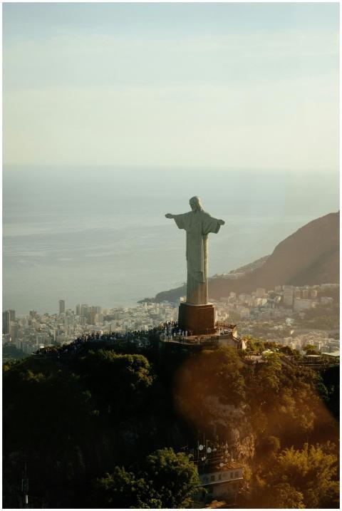 Majestic aerial view of Christ the Redeemer statue