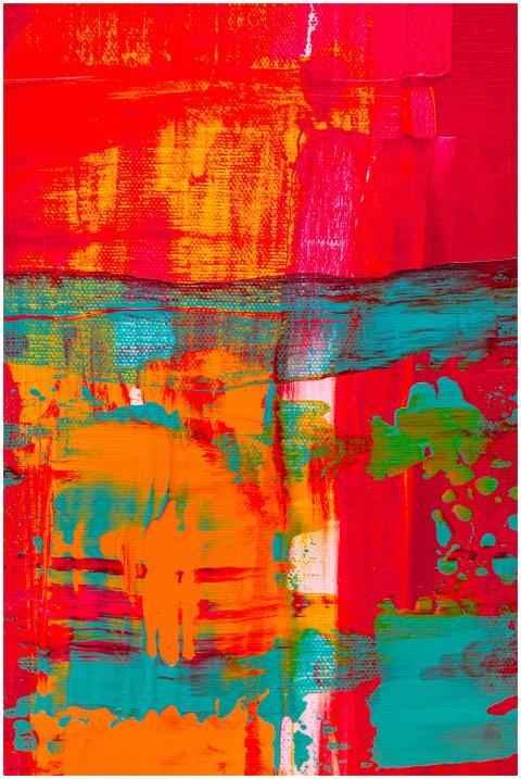 Dynamic colorful abstract painting with vibrant re