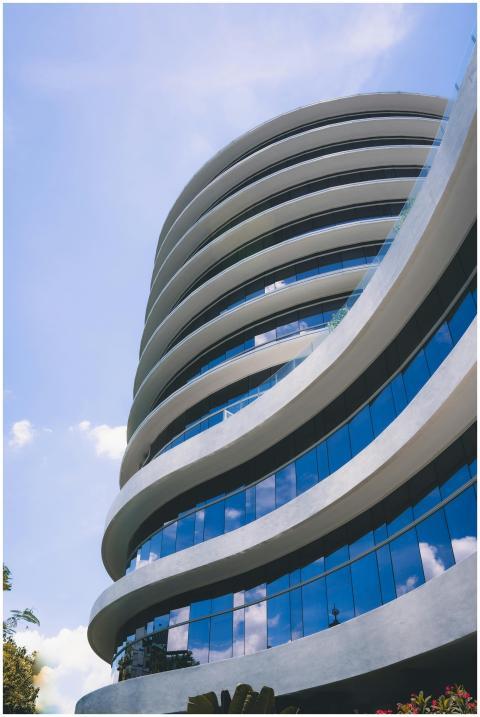 Architectural modernity reflected in curved glass