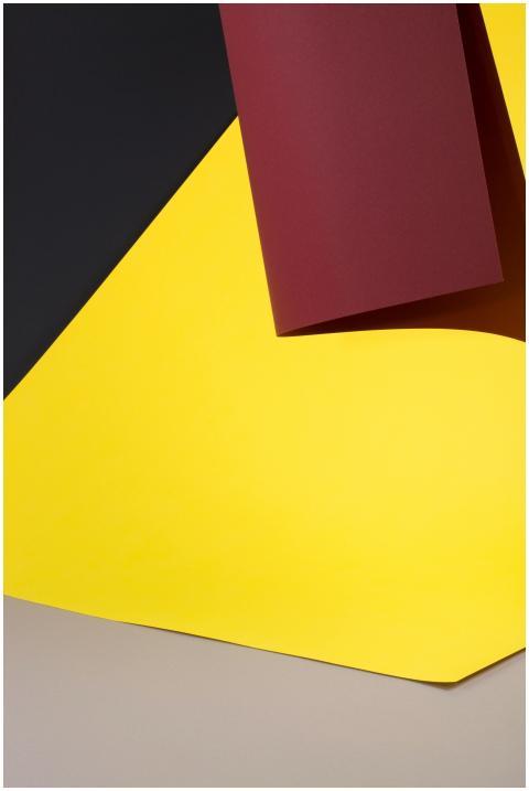 Abstract composition with bold red, yellow, and bl