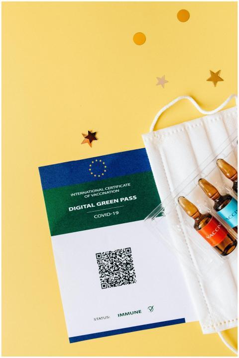 Close-up of a digital vaccination certificate with