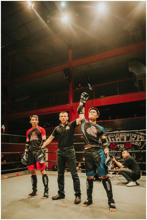 Mixed martial arts match with the winner announced