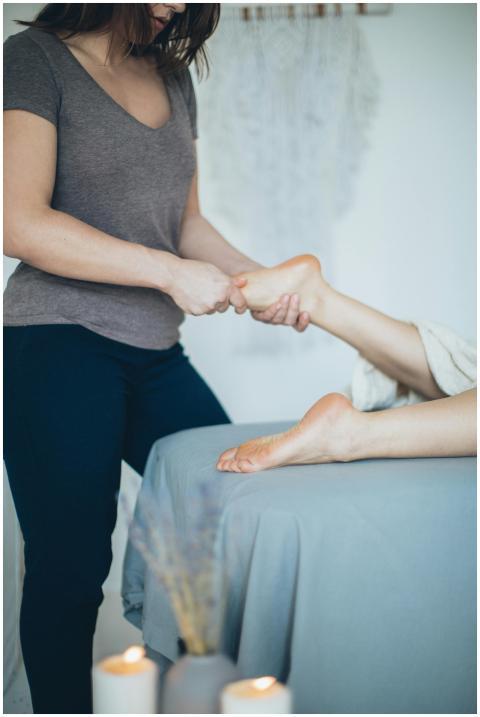 Woman receiving a soothing foot massage at a seren