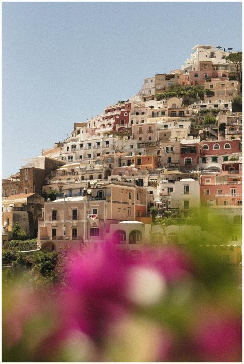 Charming Amalfi Coast town view with vibrant house