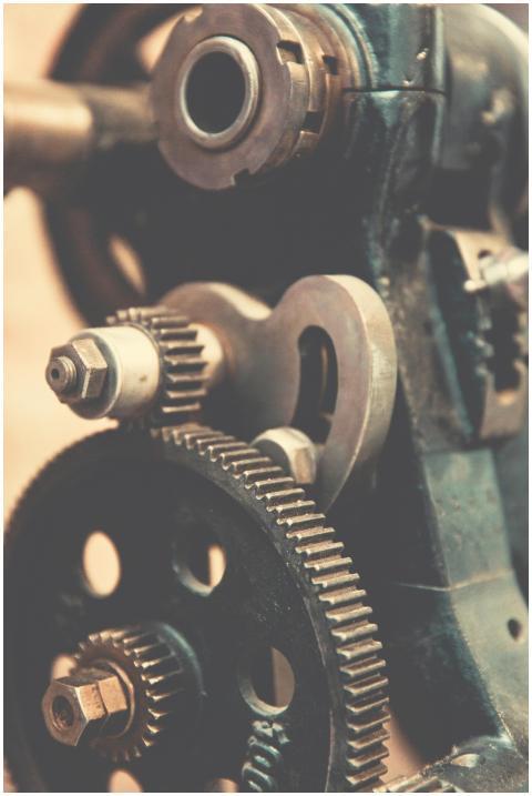 Detailed view of vintage industrial machinery gear