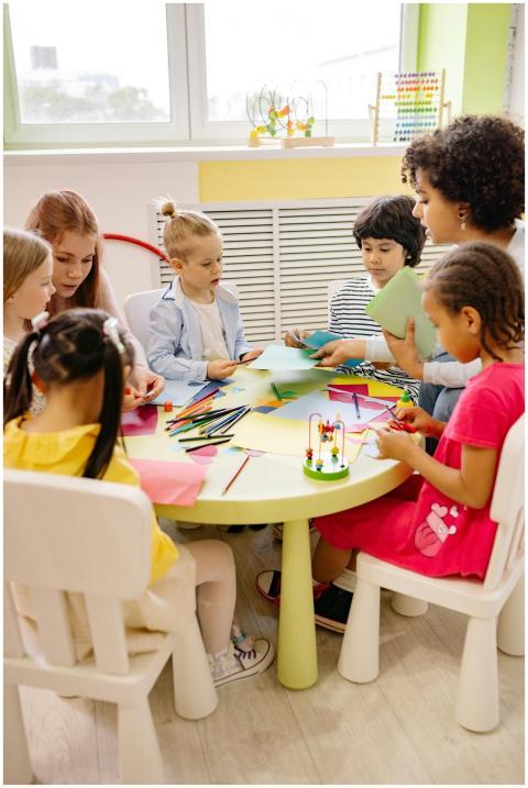 Children engaged in creative activities during an