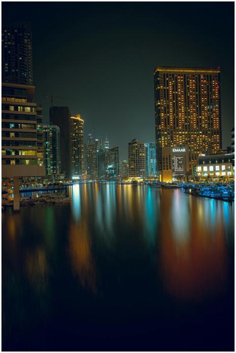 A breathtaking nighttime cityscape of Dubai Marina
