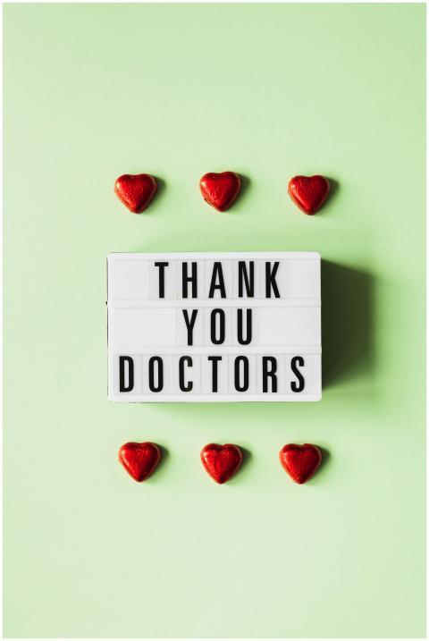 Lightbox with 'Thank You Doctors' message surround