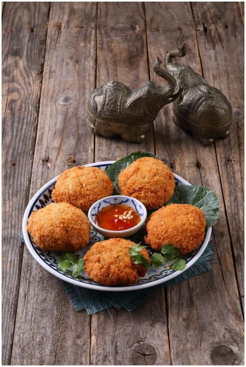 Delicious Thai fish cakes served with sweet chili