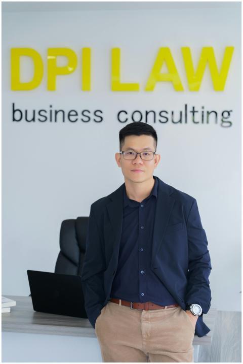 Business consultant in office setting, standing co