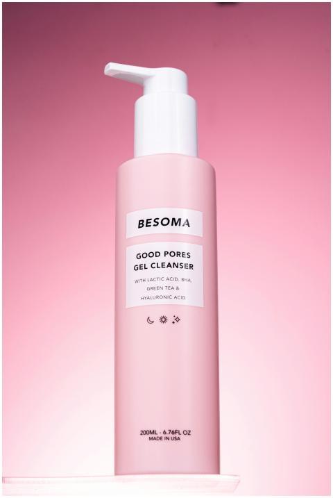 Stylish cosmetic gel cleanser bottle with pink hue