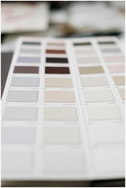 Close-up of a neutral color palette sample sheet s