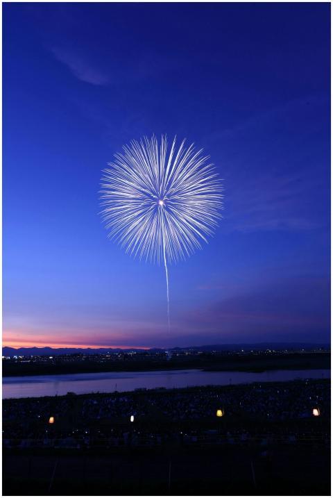 Majestic fireworks display against a dusky sky ove