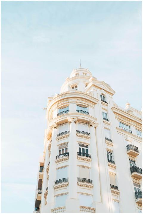 Elegant white building in Valencia, Spain under a