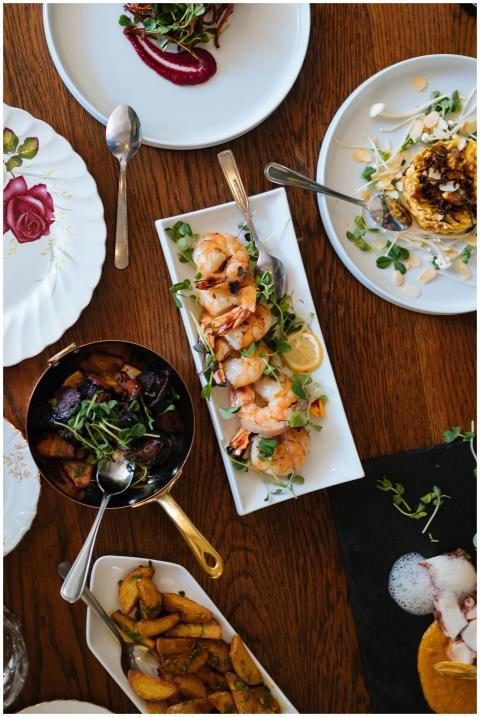 An overhead view of a beautifully arranged dining