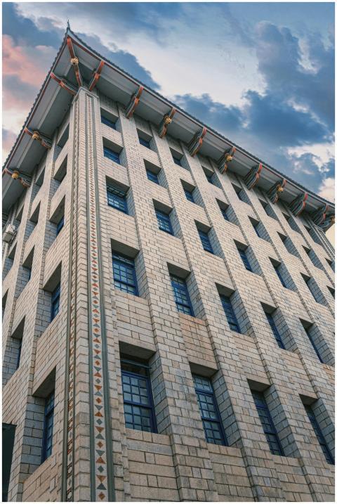 Unique stone facade of a building in Xiamen, China