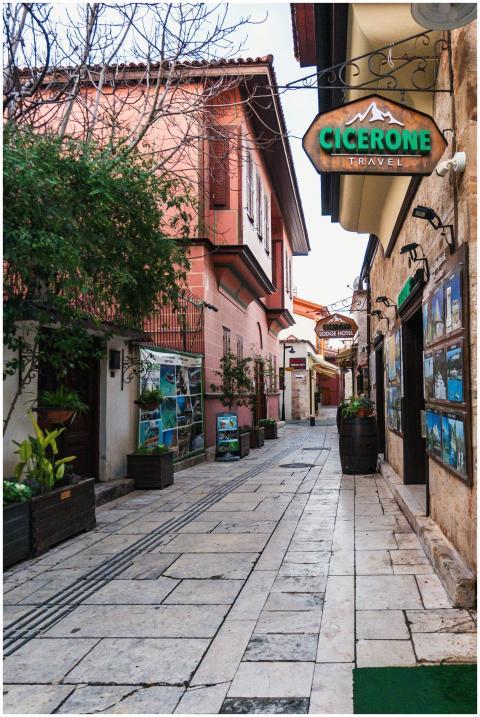 Picturesque alleyway in Antalya, Turkey showcasing